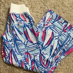 Lilly Pulitzer palm red light linen pants
